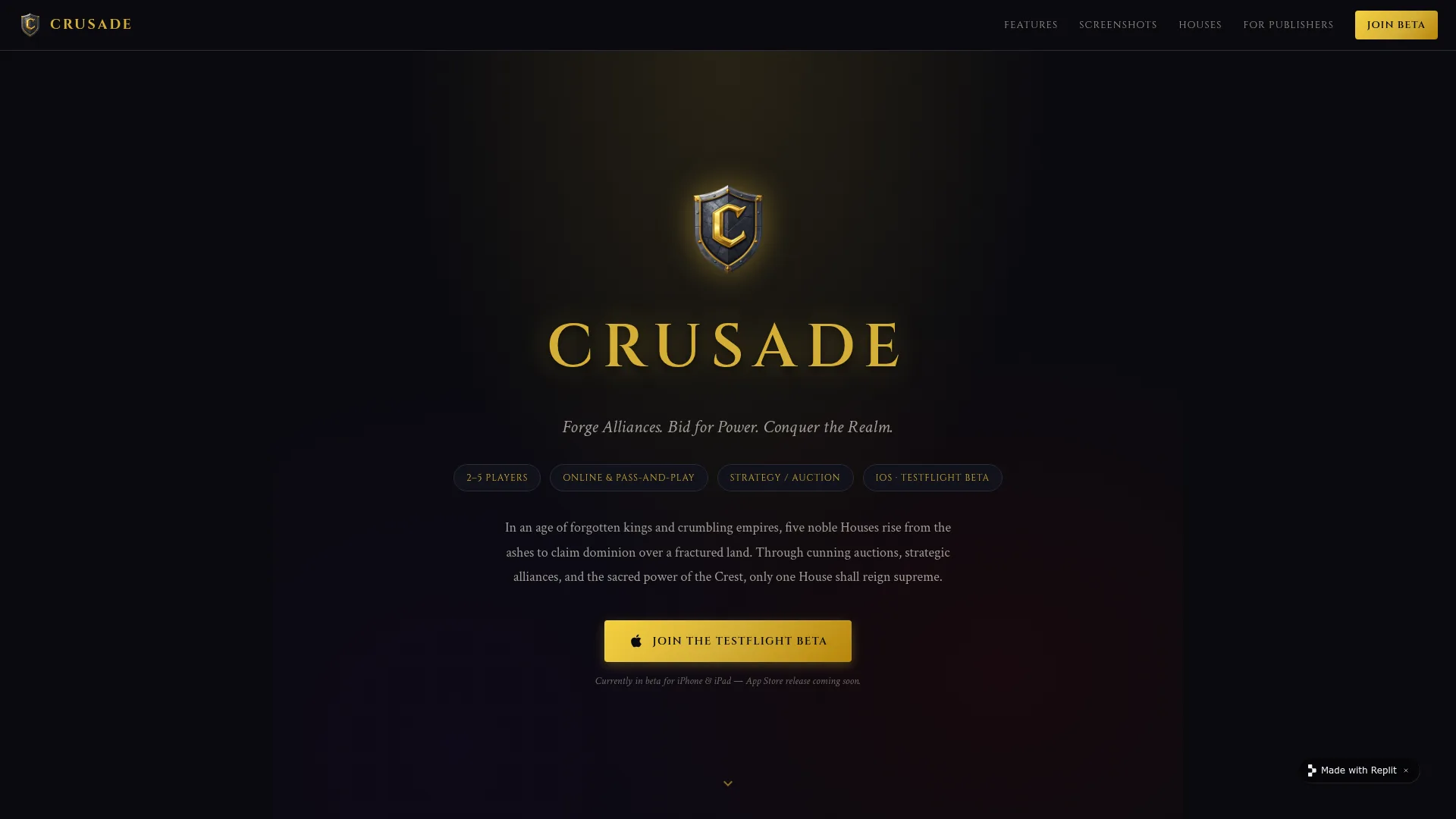 Crusade Website Screenshot